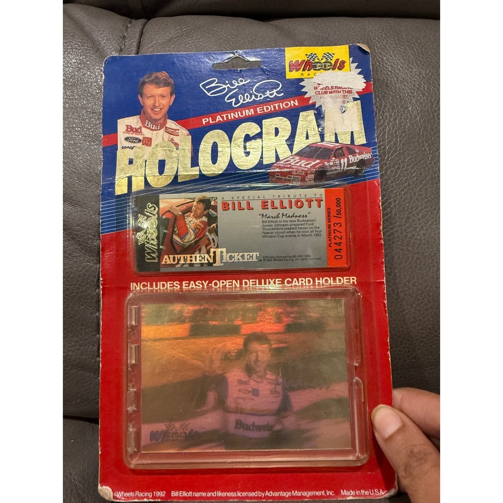 1992 Wheels Racing Bill Elliott Platinum Edition Hologram Authenticket 044273 - Picture 2 of 4